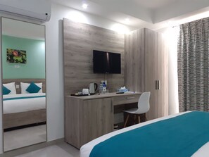 Deluxe-rum - 2 enkelsängar - icke-rökare - utsikt mot staden | 1 sovrum, egyptiska bomullslakan och sängtillbehör av högsta kvalitet