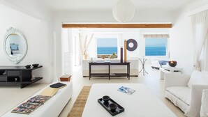 Villa, Private Pool, Sea View | Living room | Flat-screen TV - Villa Corina by The Pearls Collection (Mykonos)
