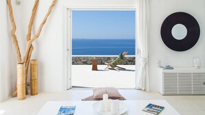 Villa, Private Pool, Sea View | Living room | Flat-screen TV - Villa Corina by The Pearls Collection (Mykonos)