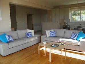 Signature Villa, Multiple Beds, Smoking | Living area | LED TV, fireplace - Villa Dimitra (Chania)