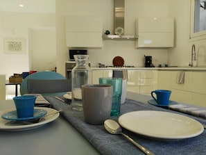 Shared fridge, microwave, coffee/tea maker, electric kettle