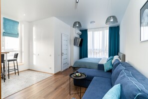 Exclusive-Apartment (Moon) | 1 Schlafzimmer, hochwertige Bettwaren, Select-Comfort-Betten