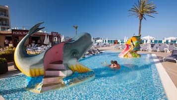 2 outdoor pools, open 10:00 AM to 6:00 PM, pool umbrellas, pool loungers