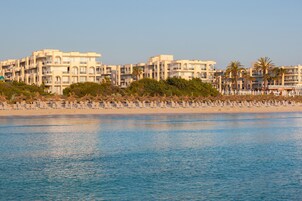 On the beach, white sand