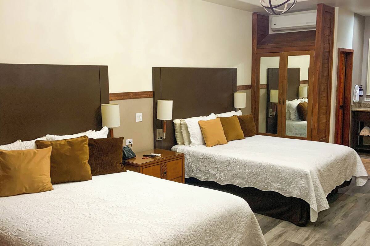 premier double room, 2 double beds, non smoking | premium bedding, in-room safe, blackout curtains, soundproofing