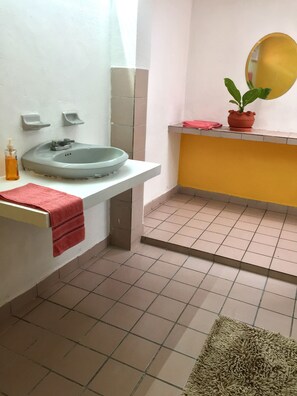 Shower, free toiletries, towels
