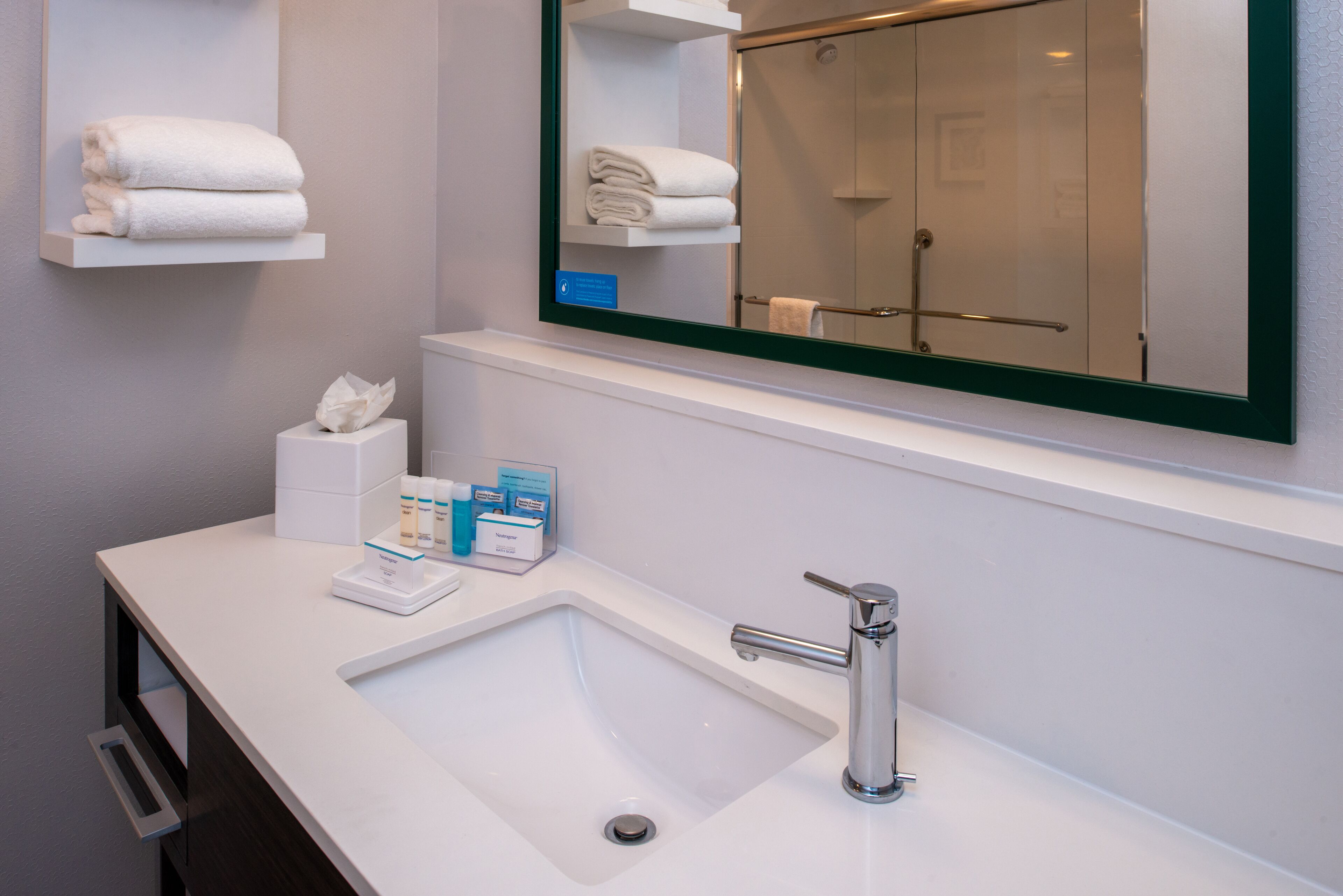 free toiletries, hair dryer, towels