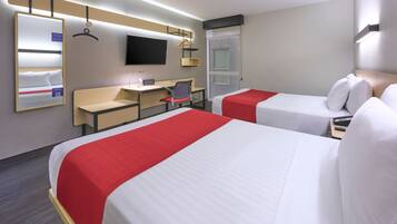 Room, 2 Double Beds | In-room safe, desk, iron/ironing board, cribs (free)
