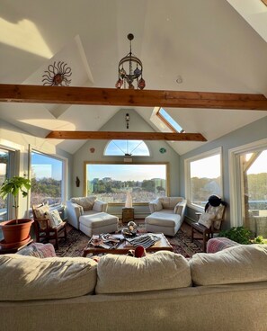 Älytelevisio, takka, kirjoja, stereot