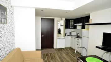 Apartment | Eigene Kochnische | Kühlschrank, Mikrowelle, Ofen, Herdplatte