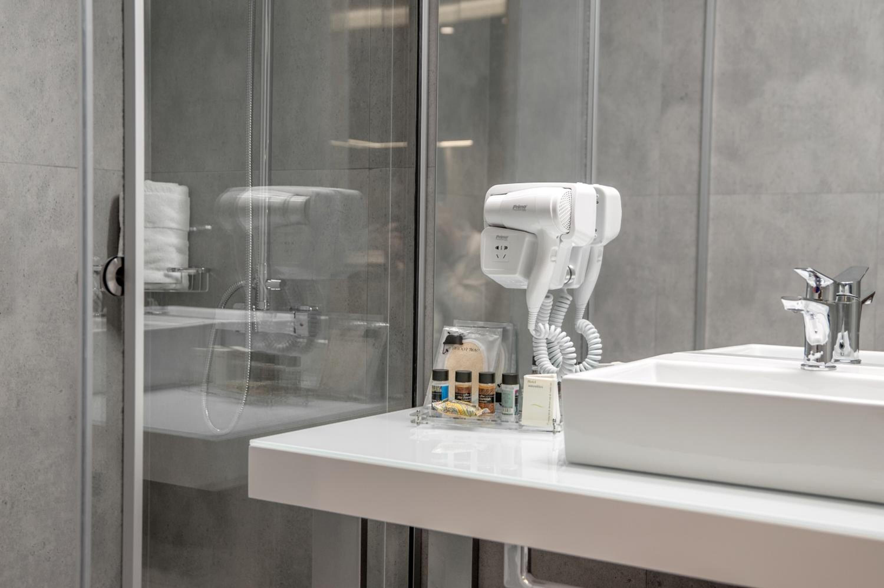 shower, rainfall showerhead, hair dryer, bidet