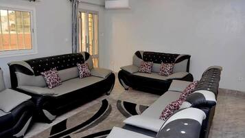 32-inch flat-screen TV with satellite channels, TV