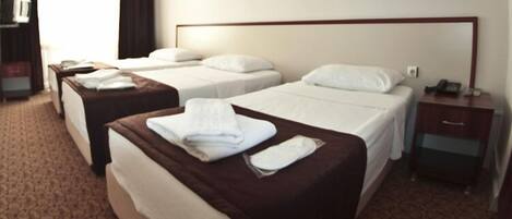 Desk, free WiFi, bed sheets