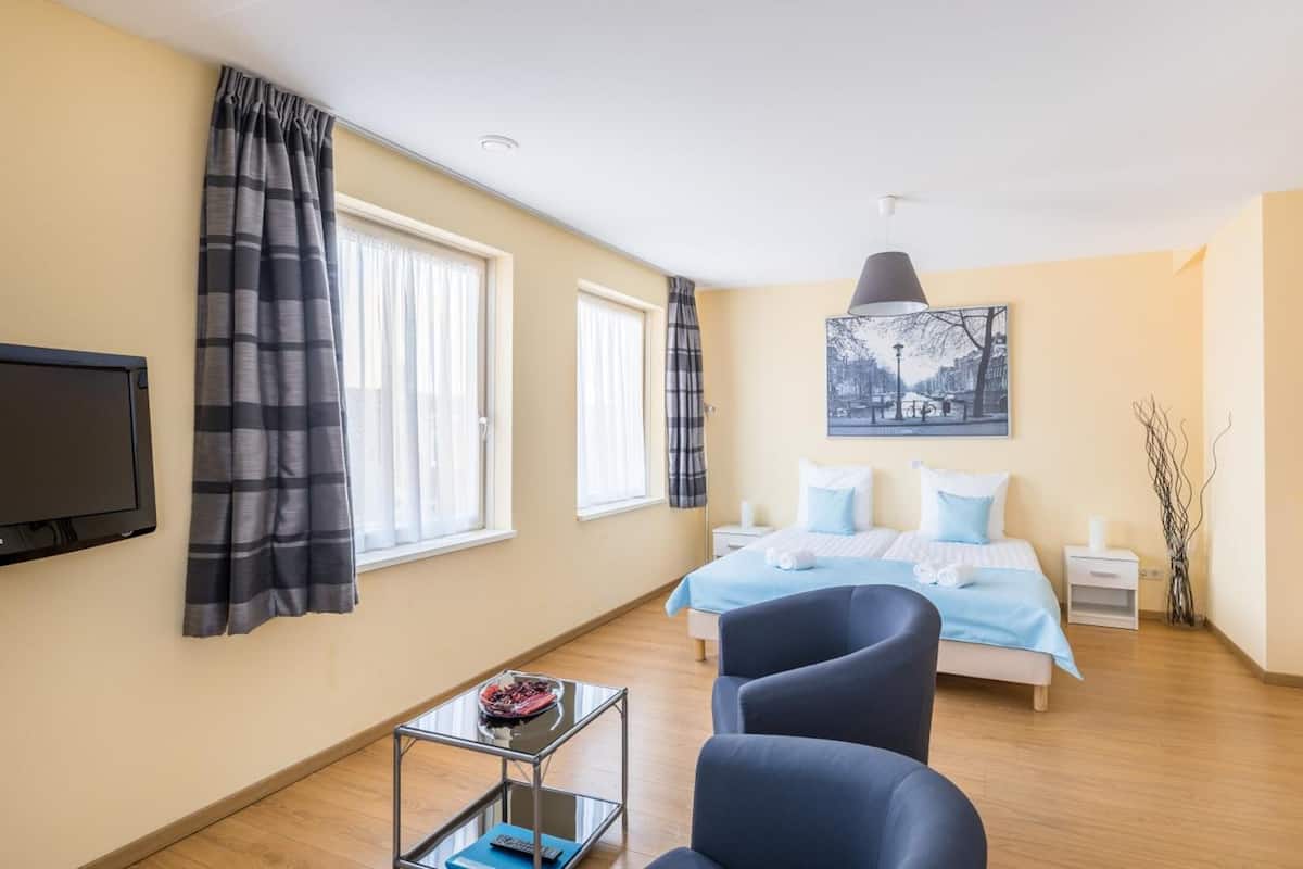 blackout curtains, soundproofing, rollaway beds, free wifi