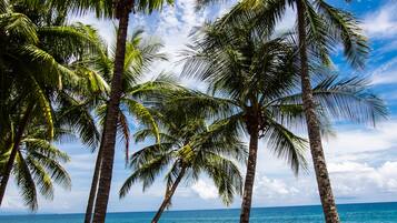 On the beach, white sand, beach bar