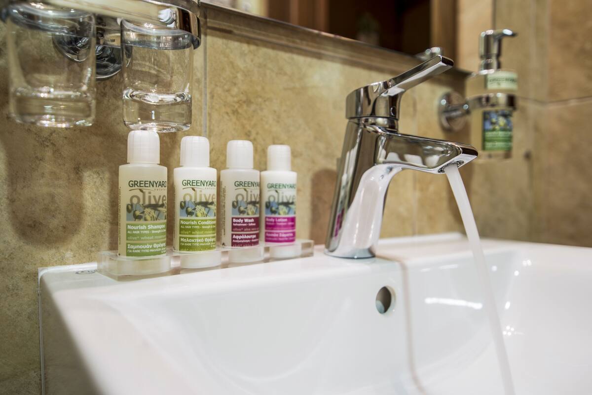 double room | bathroom | bathtub, deep-soaking bathtub, free toiletries, hair dryer