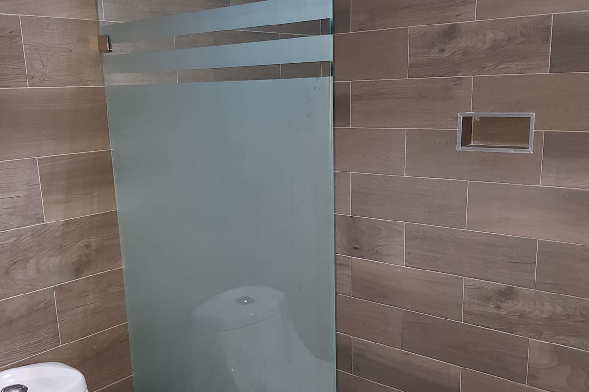 family double room, 2 double beds, accessible, pool view | bathroom | shower, towels