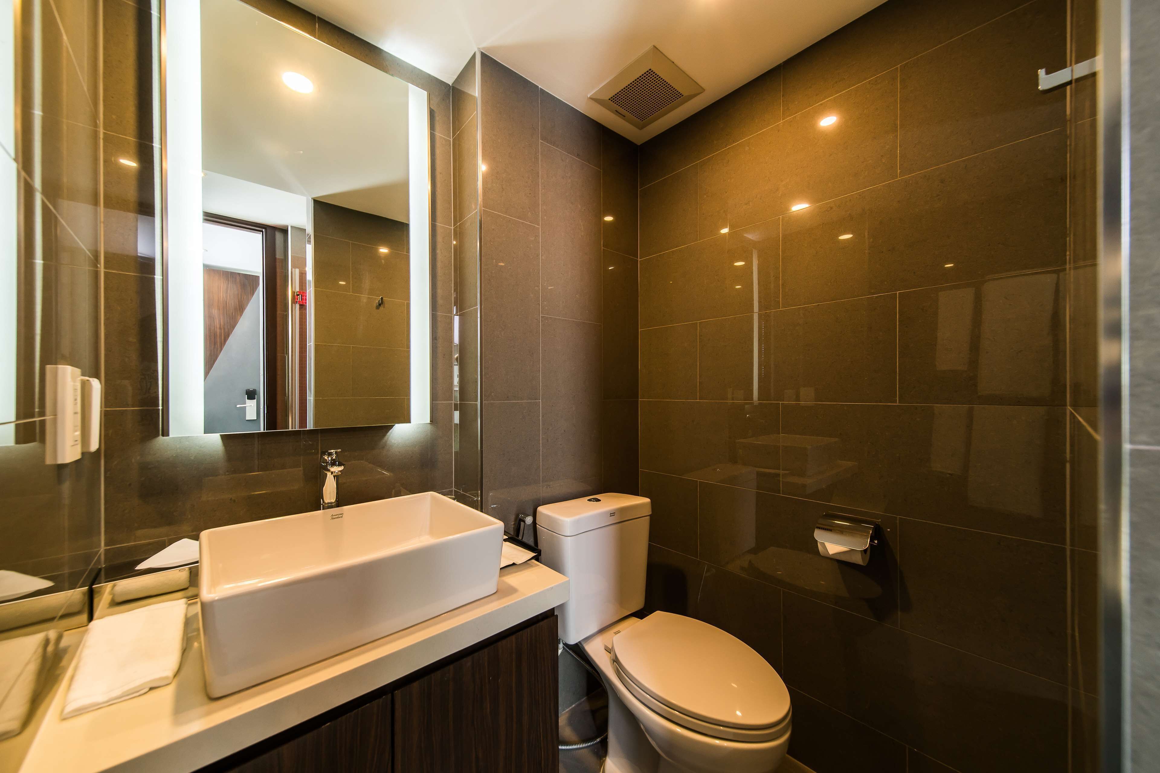 shower, rainfall showerhead, free toiletries, hair dryer