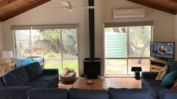 TV, fireplace, DVD player