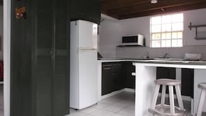 Full-size fridge, microwave, oven, stovetop