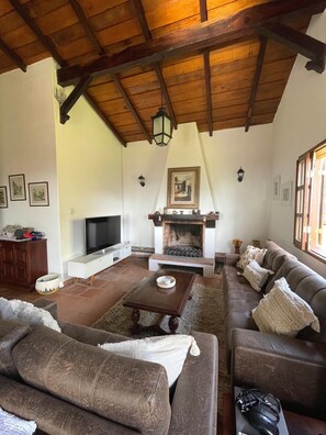 Smart TV, fireplace, ping pong, stereo