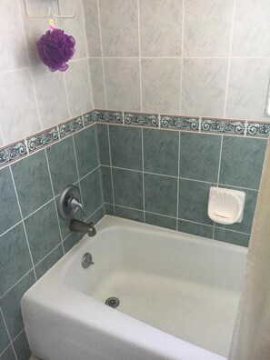 Ensemble douche/baignoire, sèche-cheveux, serviettes fournies, savon