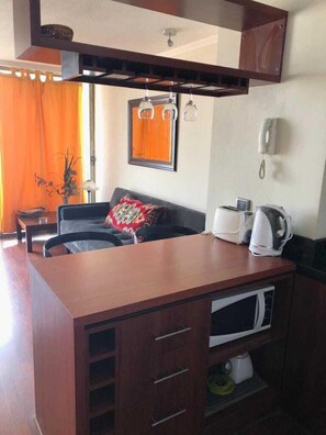 Apartment, Accessible, City View | Private kitchen | Full-size fridge, microwave, oven, stovetop