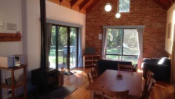 TV, fireplace, DVD player, books