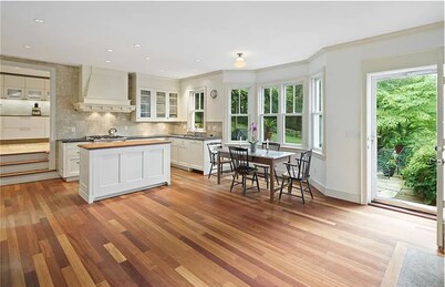 Fountain Courtyard and Fireplace Kitchen