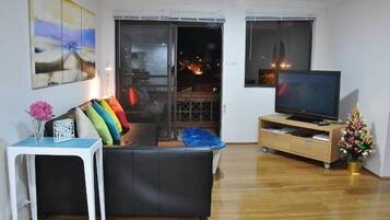 Televisión, reproductor de DVD, libros