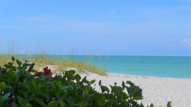 A beach with clear blue water and white sand. - Beachcomber unit 204 (Longboat Key)