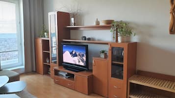 Fernseher, DVD-Player, Bücher, Videothek