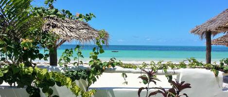 Plage, chaises longues, serviettes de plage
