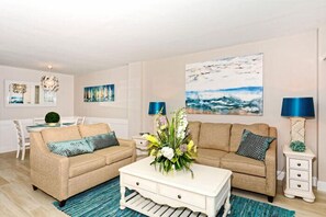 Flat-screen TV, books