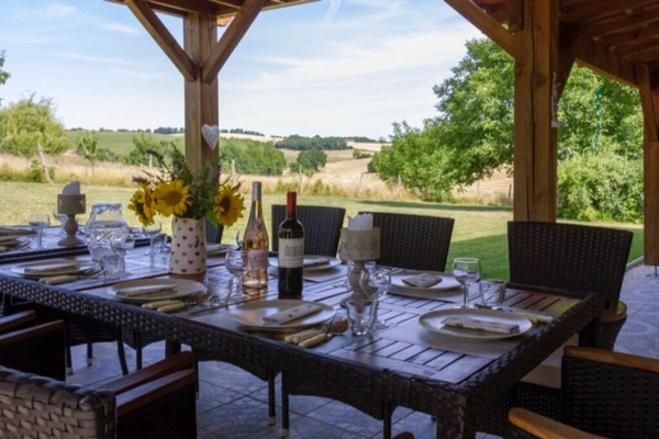 Dining on the verandah with lovely views.