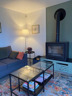 Flat-screen TV, DVD player, video library, stereo