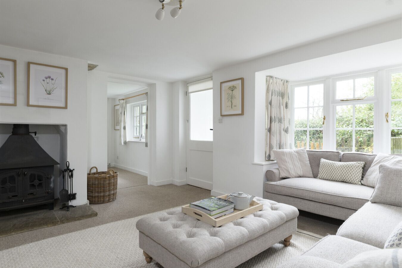 Smart TV, fireplace, DVD player, books