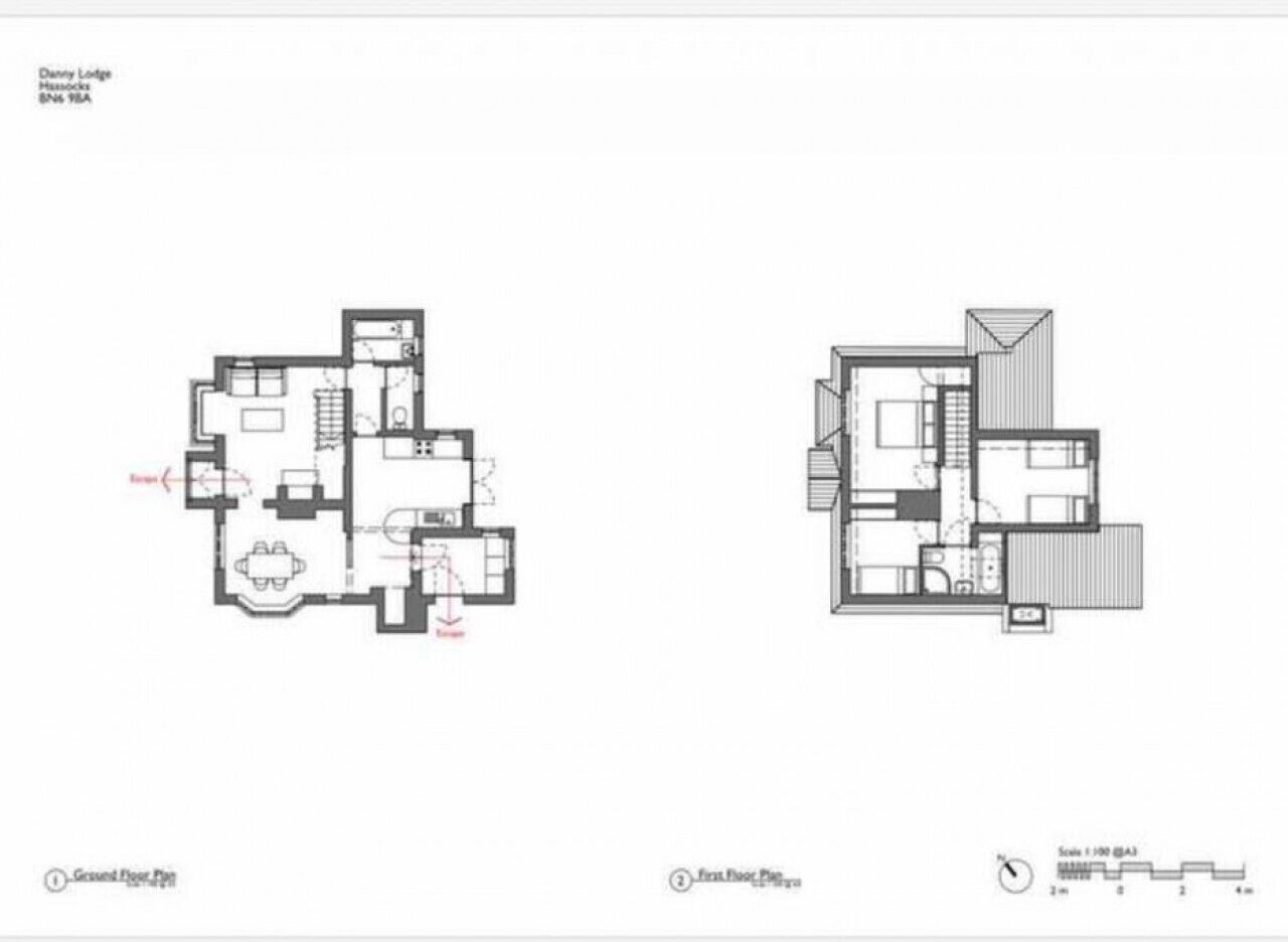 Two floor plans of a hotel, detailing room layouts and amenities.