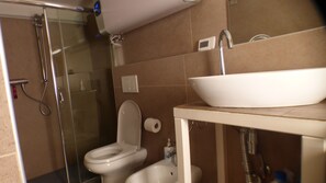 Chuveiro, produtos de toalete grátis, secador de cabelo 
