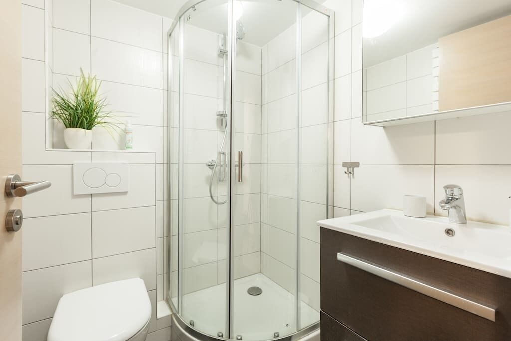 Haartrockner, Handtücher, Seife, Toilettenpapier
