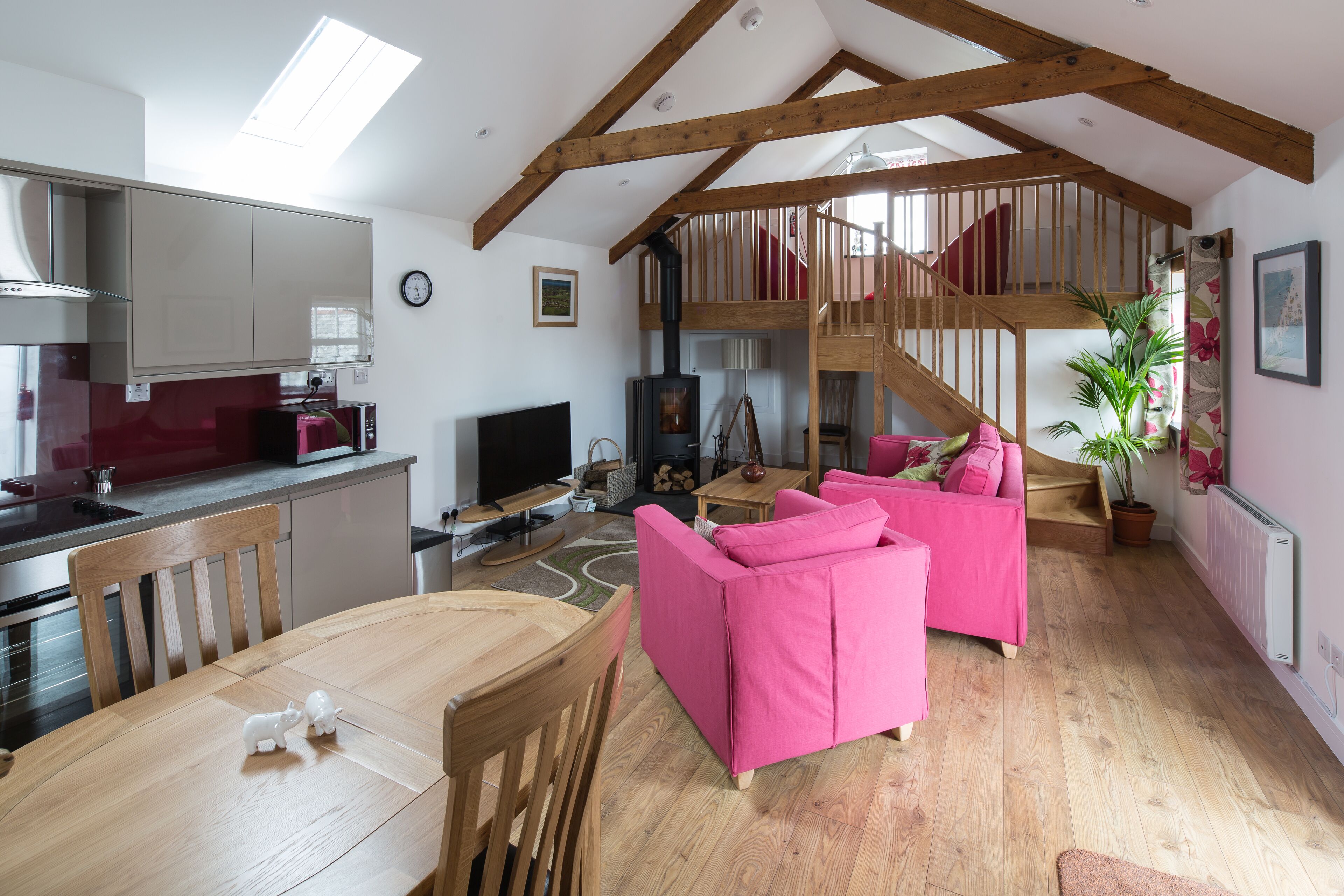 Smart TV, chimenea, reproductor de DVD y libros 