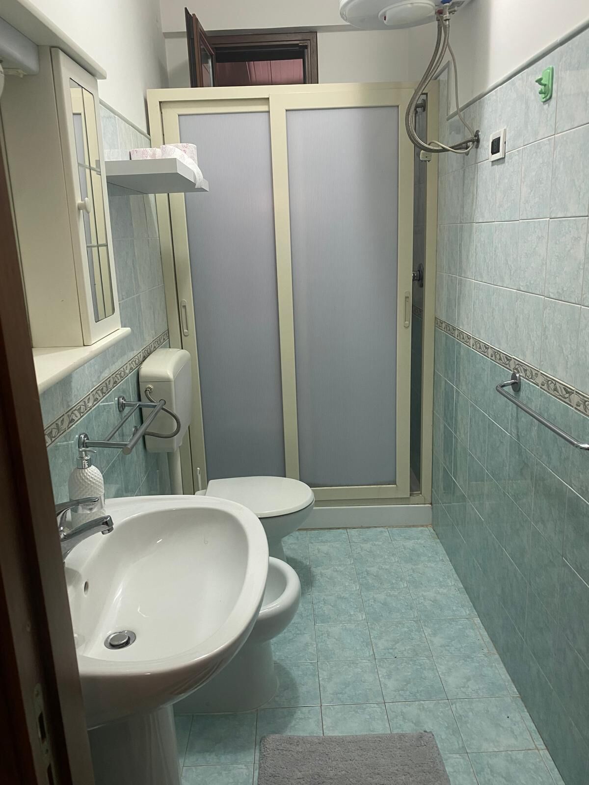 Hair dryer, towels, toilet paper