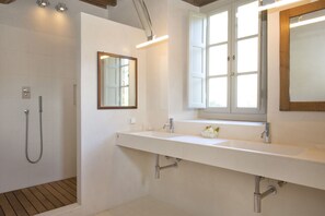 Bathtub, hair dryer, bidet