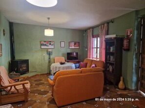 Fernseher, Kamin, DVD-Player, Bücher