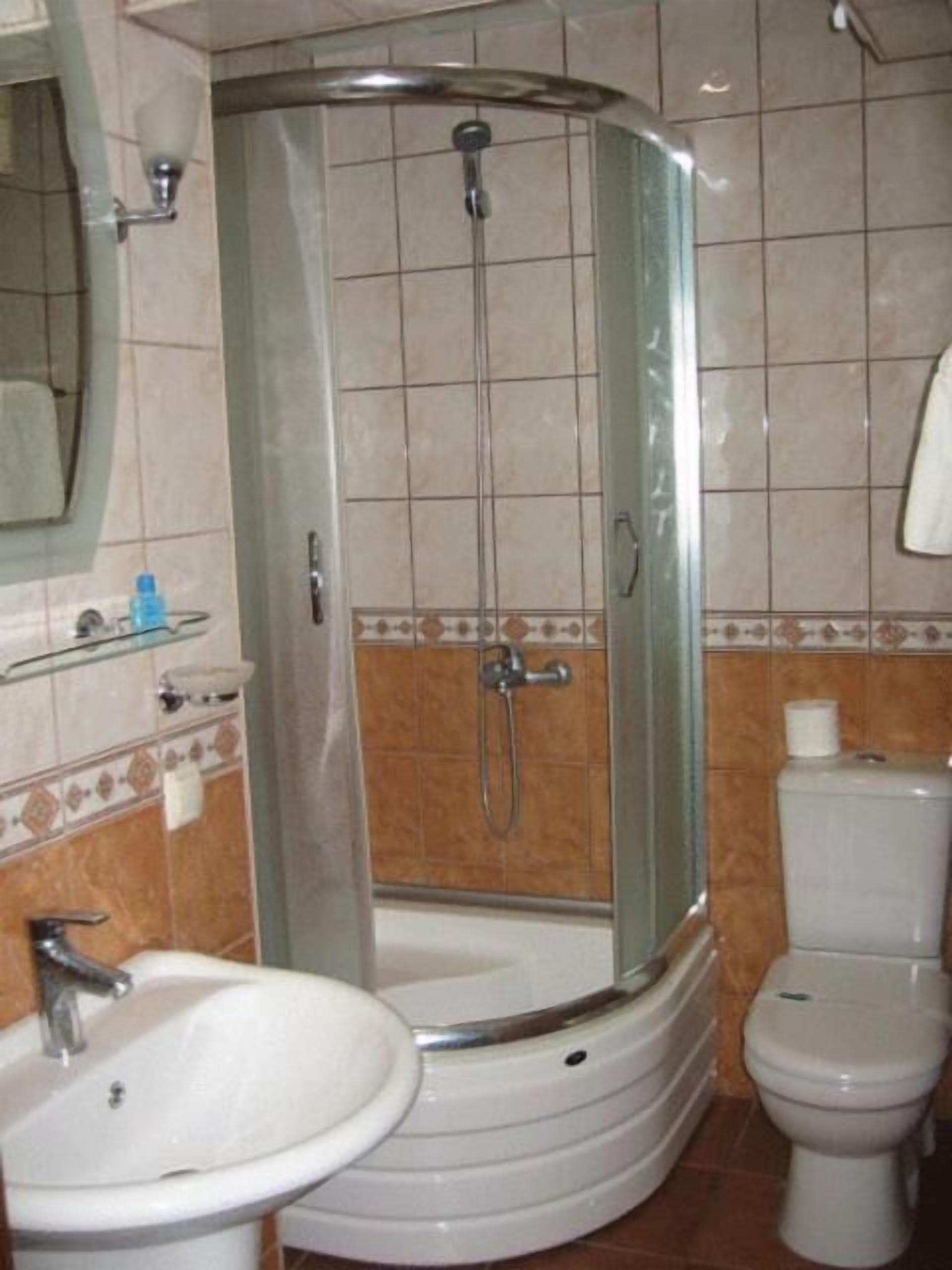 Shower, free toiletries, hair dryer, slippers