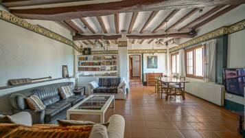 TV, fireplace, DVD player, books