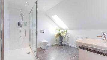 Bathtub, hair dryer, towels