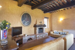 Fernseher, Kamin, DVD-Player