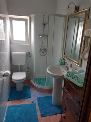 Douche, serviettes fournies