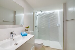 Dusche, Haartrockner, Handtücher